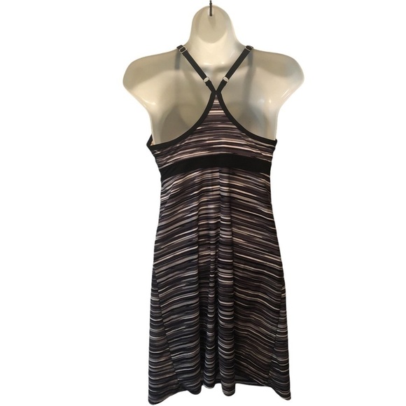 Athleta Printed Shorebreak Dress Black Stripe Grey S Athletic Tennis Pickleball - Picture 1 of 9
